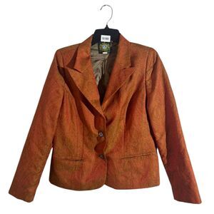 Hammerschmid Blazer Jacket Embroidered Brown Orange Womens Sz 40 (10) RARE